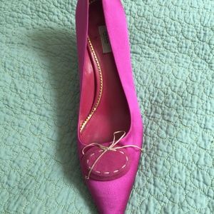 Prada Rare Magenta Silk handstiched pumps
